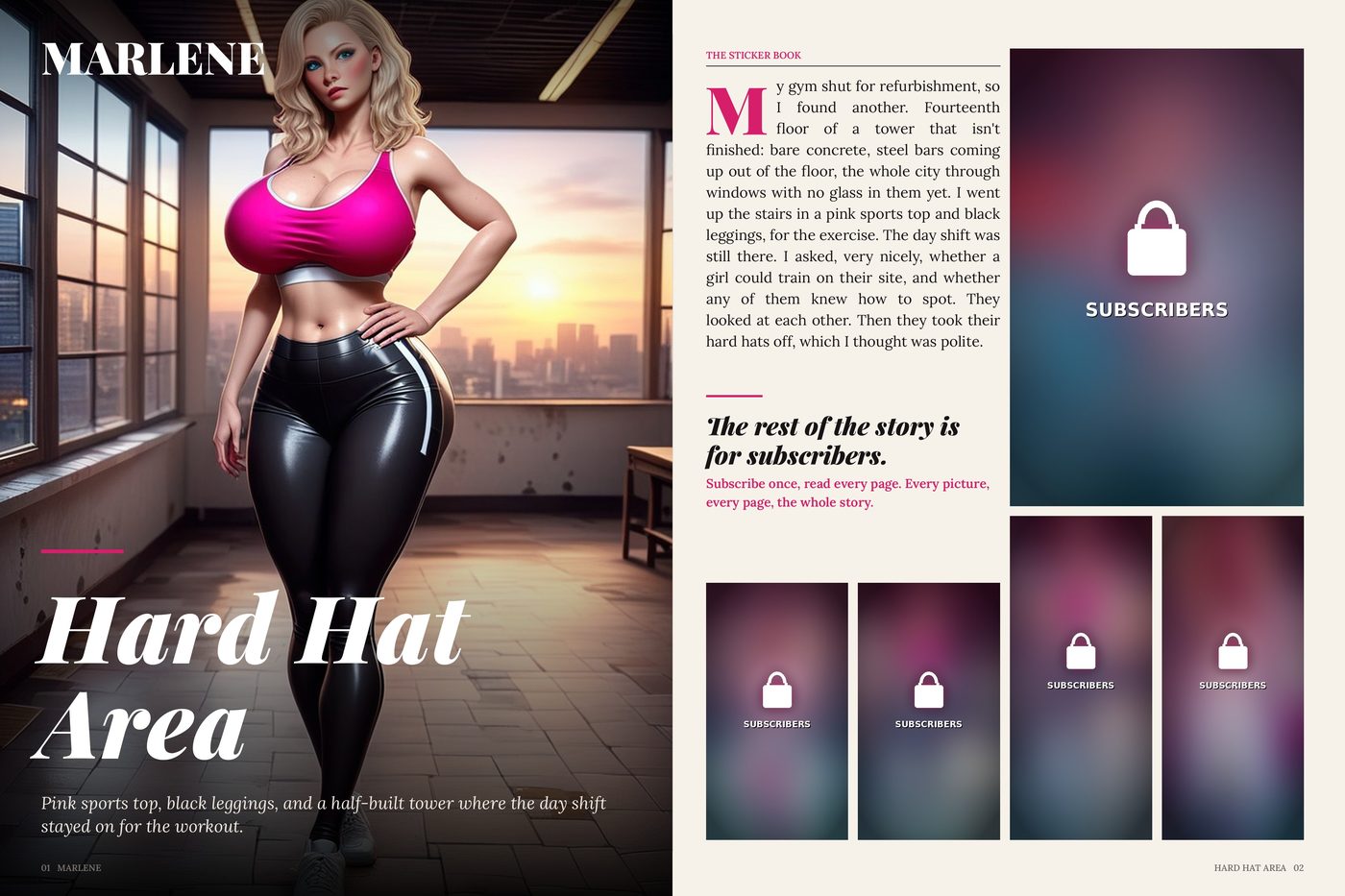 Marlene magazine feature, opening spread (AI-generated)