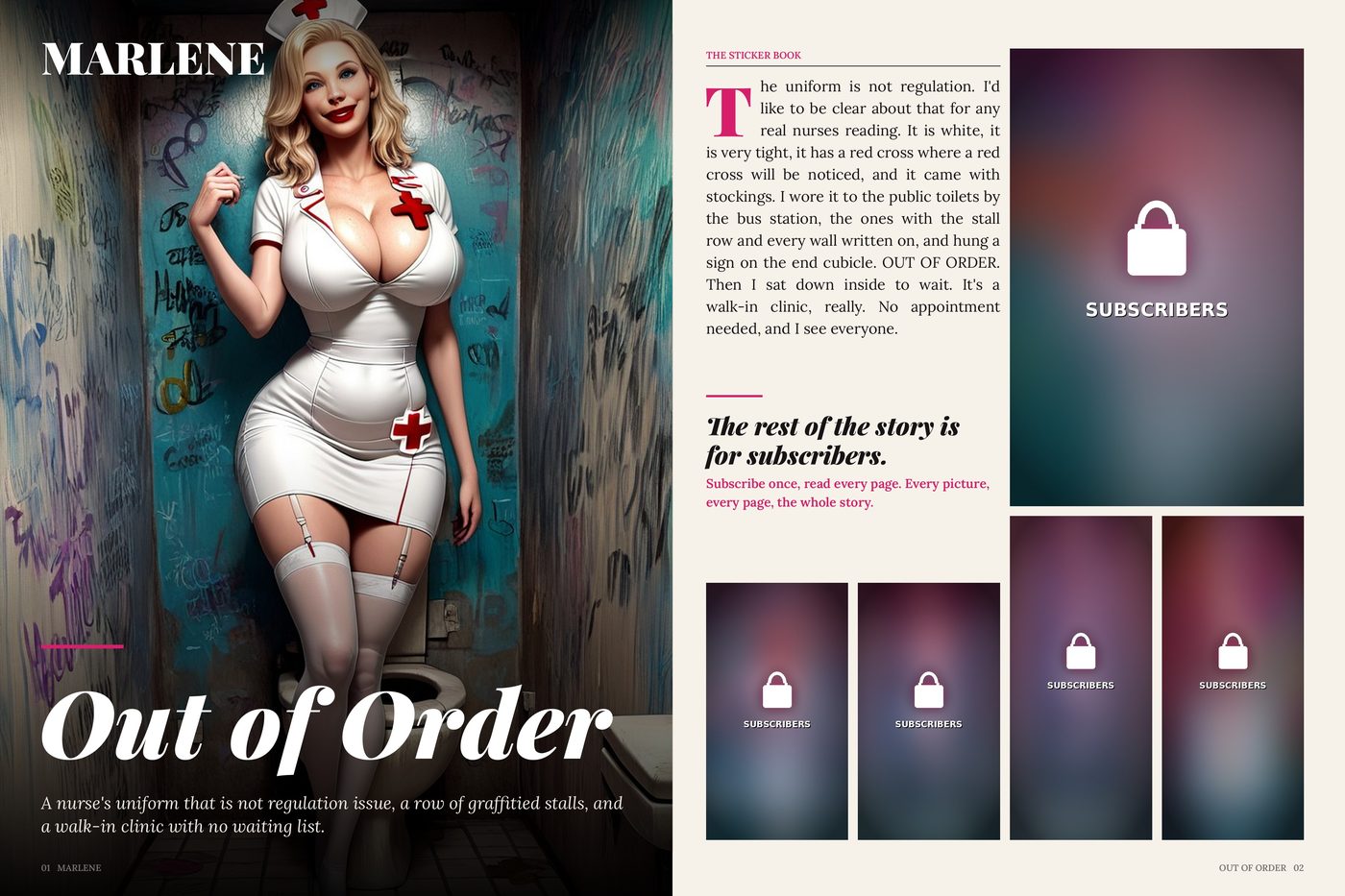 Marlene magazine feature, opening spread (AI-generated)