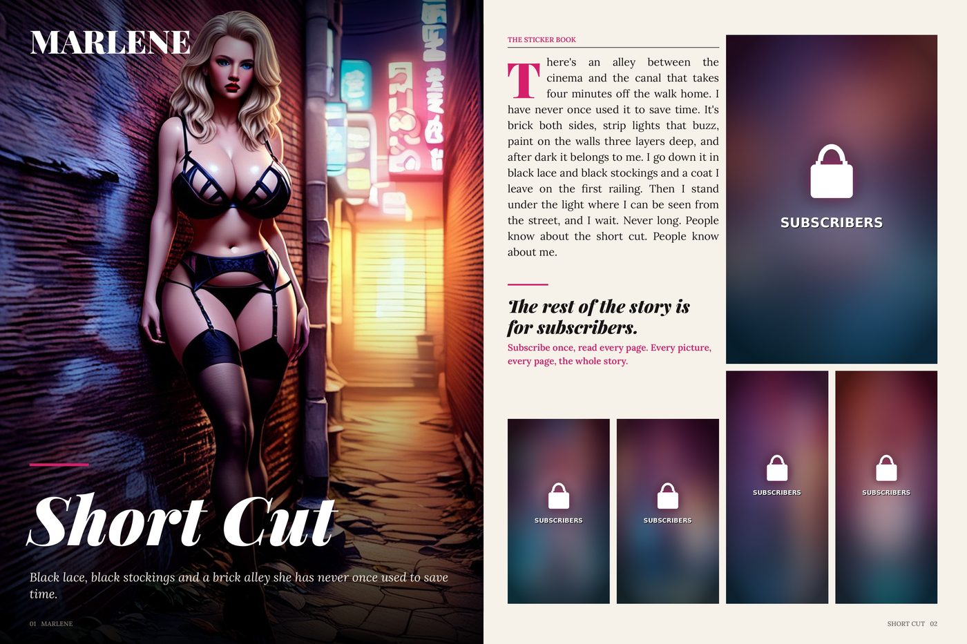 Marlene magazine feature, opening spread (AI-generated)