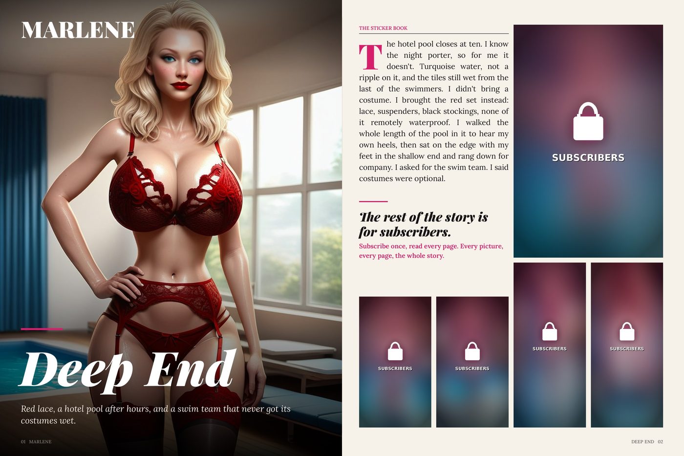 Marlene magazine feature, opening spread (AI-generated)